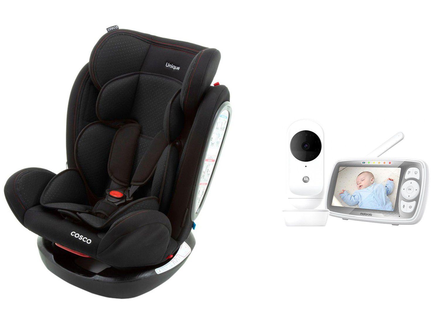 Babá Eletrônica Motorola EASE44 Connect com Câmera - Visão Noturna Wi-Fi + Cadeirinha para Auto