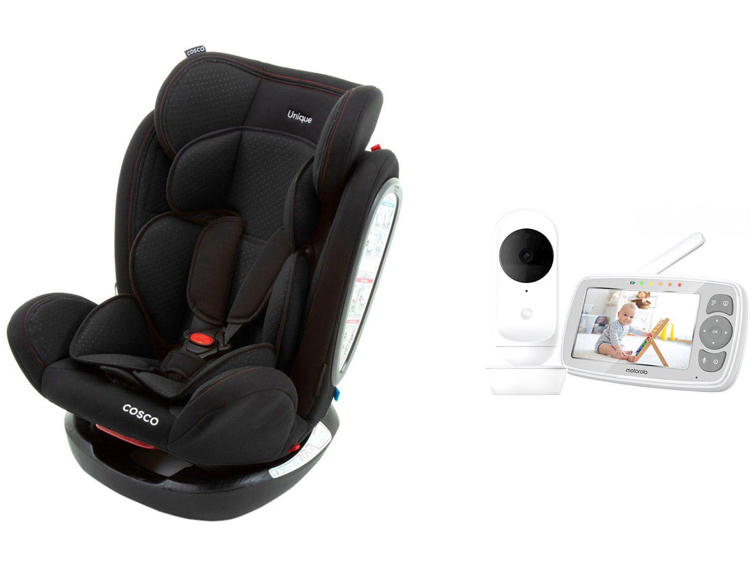 Babá Eletrônica Motorola EASE34 com Câmera - Visão Noturna +Cadeirinha para Auto Reclinável
