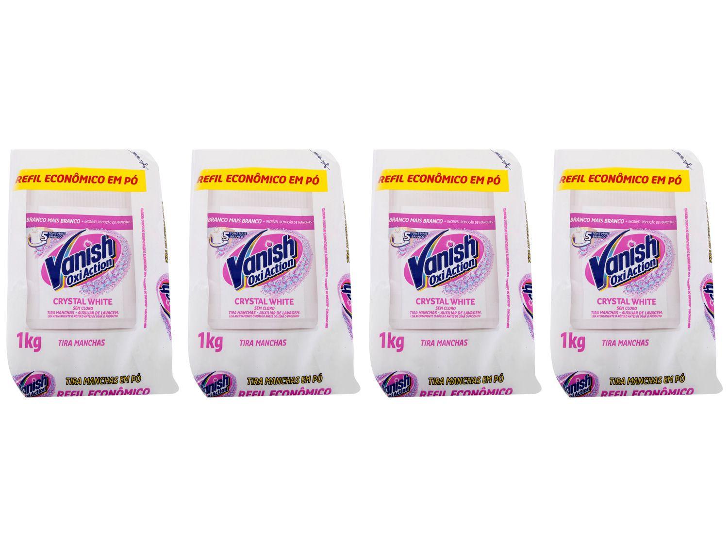 Kit Tira Manchas Vanish Oxi Action - Crystal White em Pó sem Cloro Refil 1Kg 4 Unidades