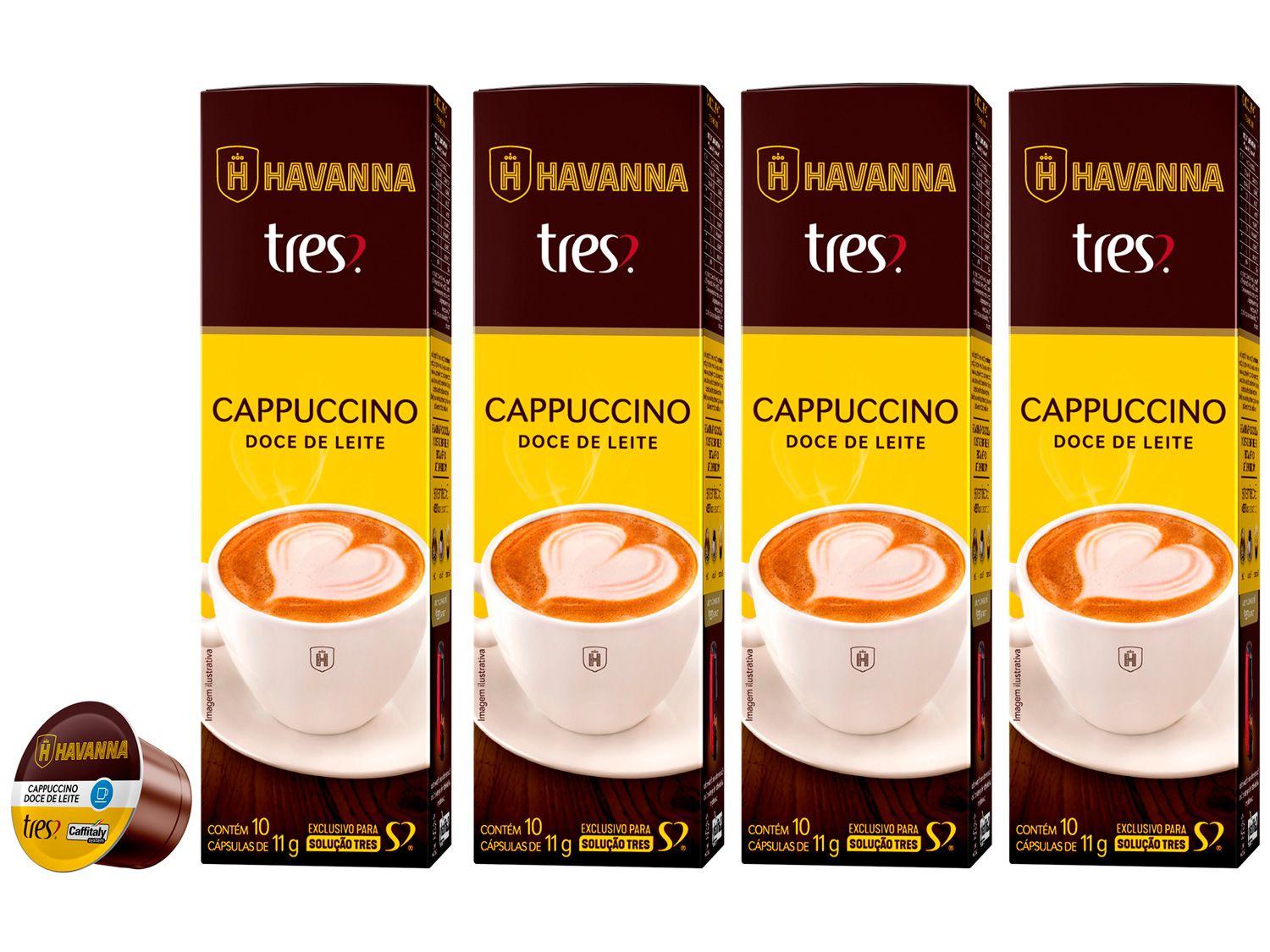 Kit Cápsula Cappucino Doce de Leite TRES Havanna - 3 Corações 10 Cápsulas 4 Unidades
