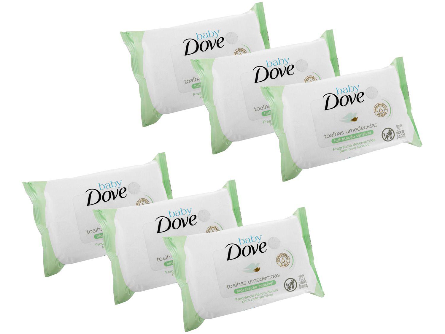 Kit Lenço Umedecido Dove Baby Hidratação Sensível - 6 Pacotes com 50 Unidades Cada