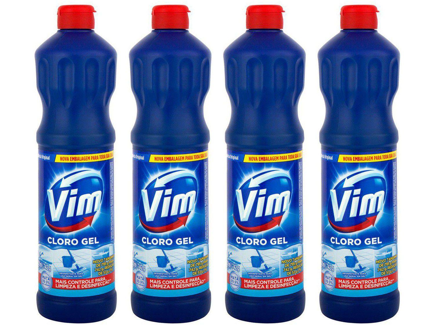 Kit Cloro Gel Vim Sua Casa Protegida - Original 700ml 4 Unidades