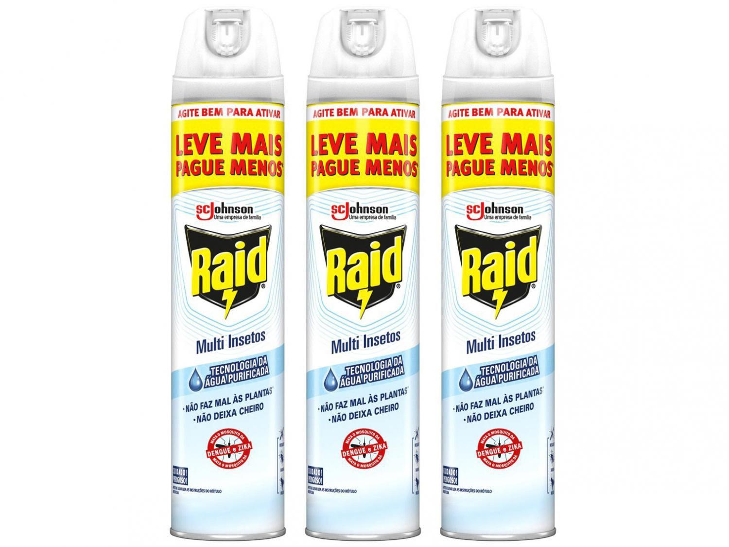 Kit Inseticida Raid Aerossol Multi-Insetos - 420ml 3 Unidades