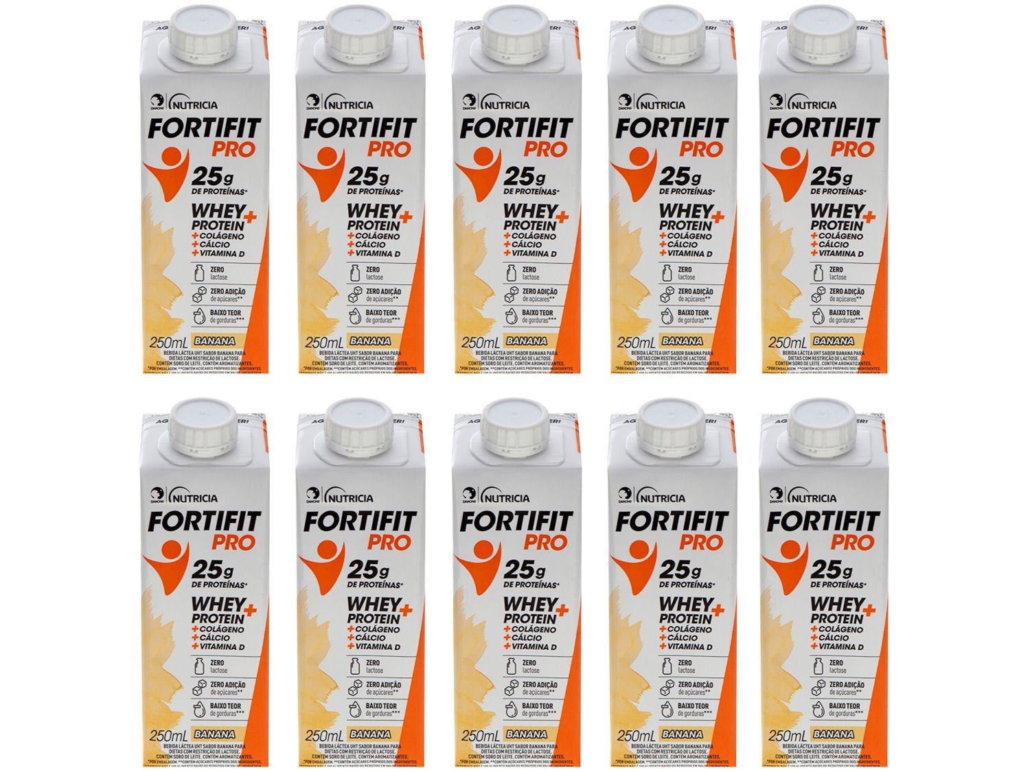 Bebida Láctea Fortifit Pro Banana Zero Açúcar - 250ml 10 Unidades