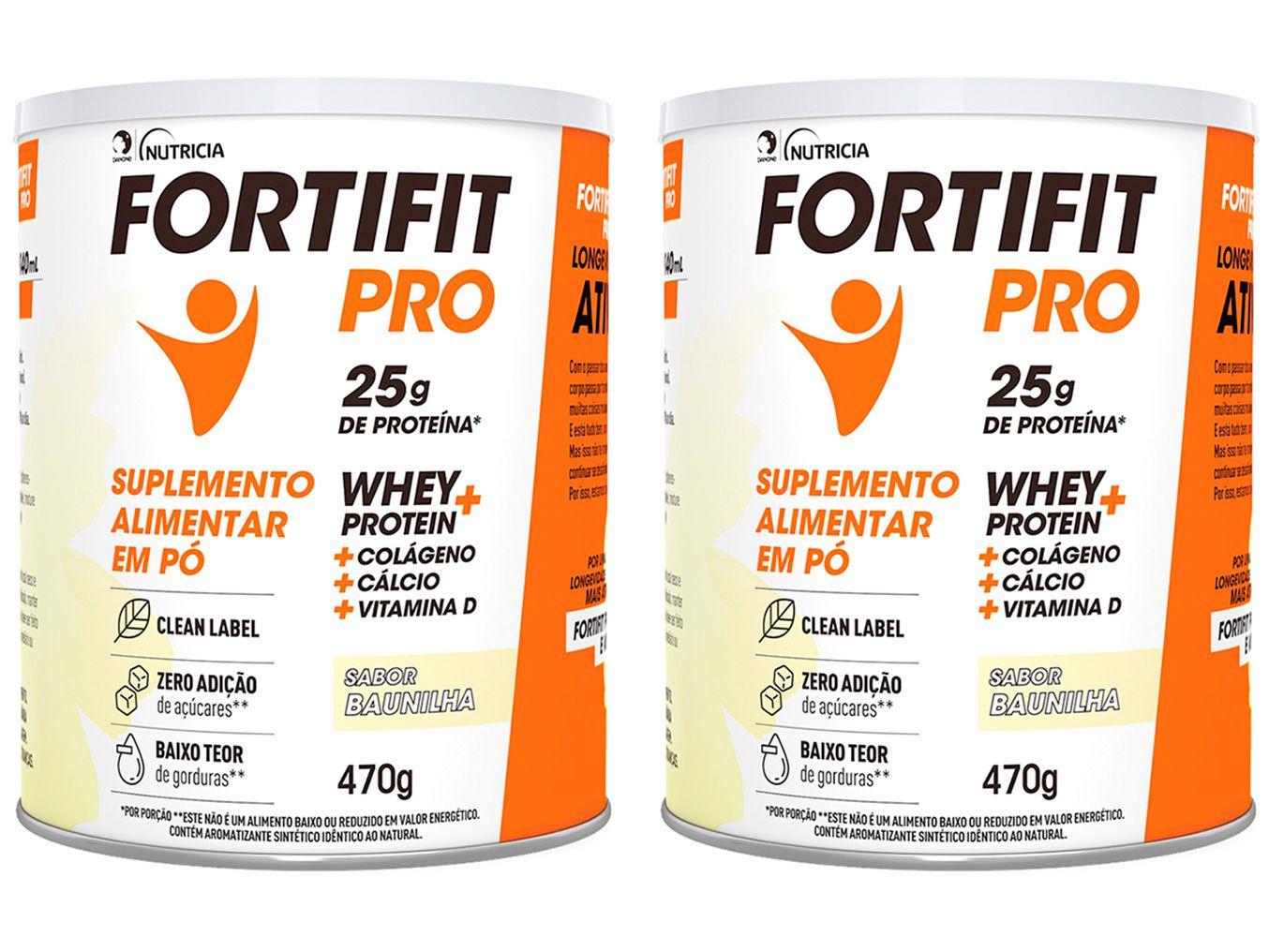 Suplemento Alimentar Adulto Fortifit Pro Baunilha - Zero Açúcar 470g 2 Unidades