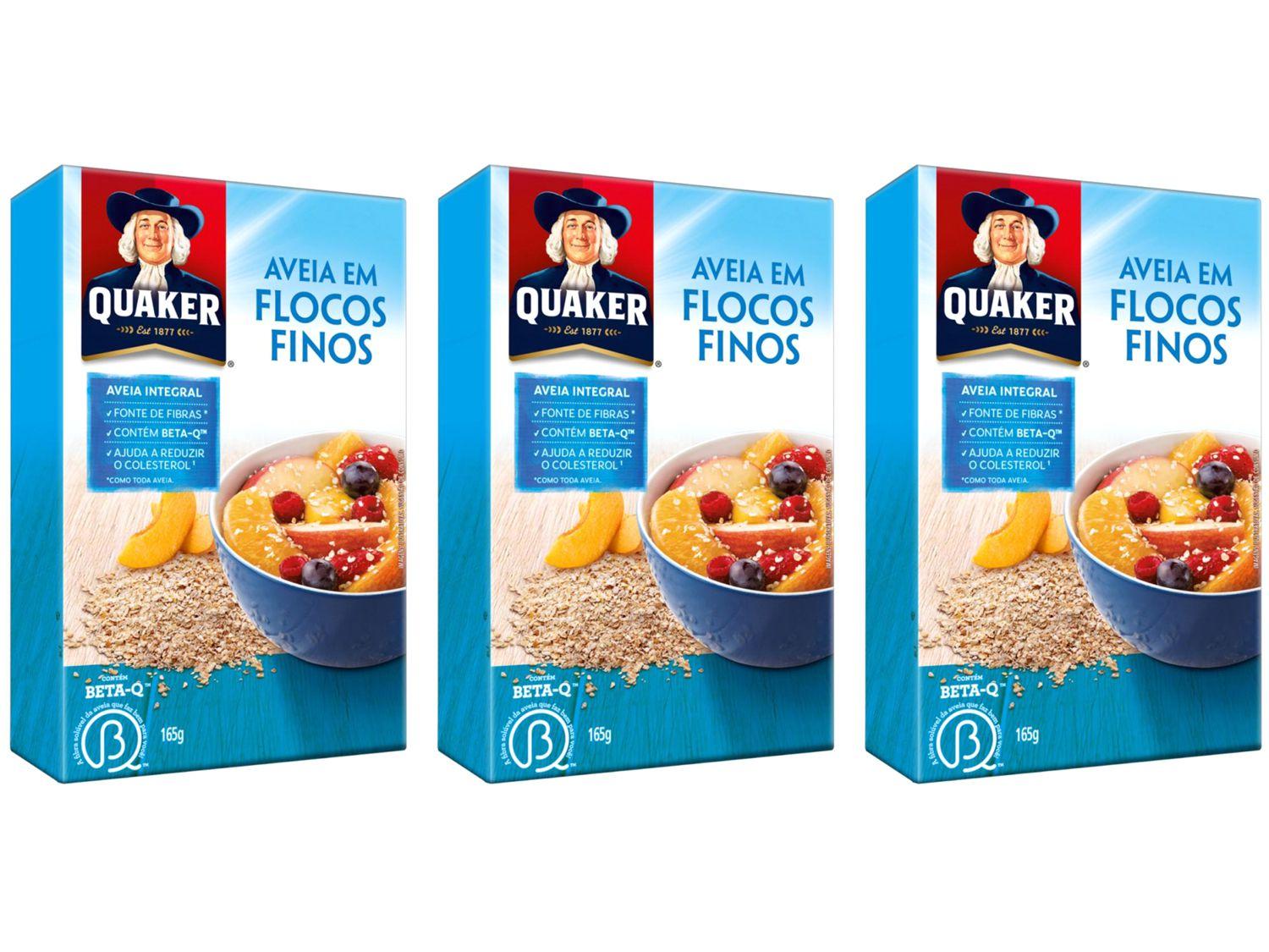 Kit Aveia em Flocos Finos 165g Quaker - 3 Unidades