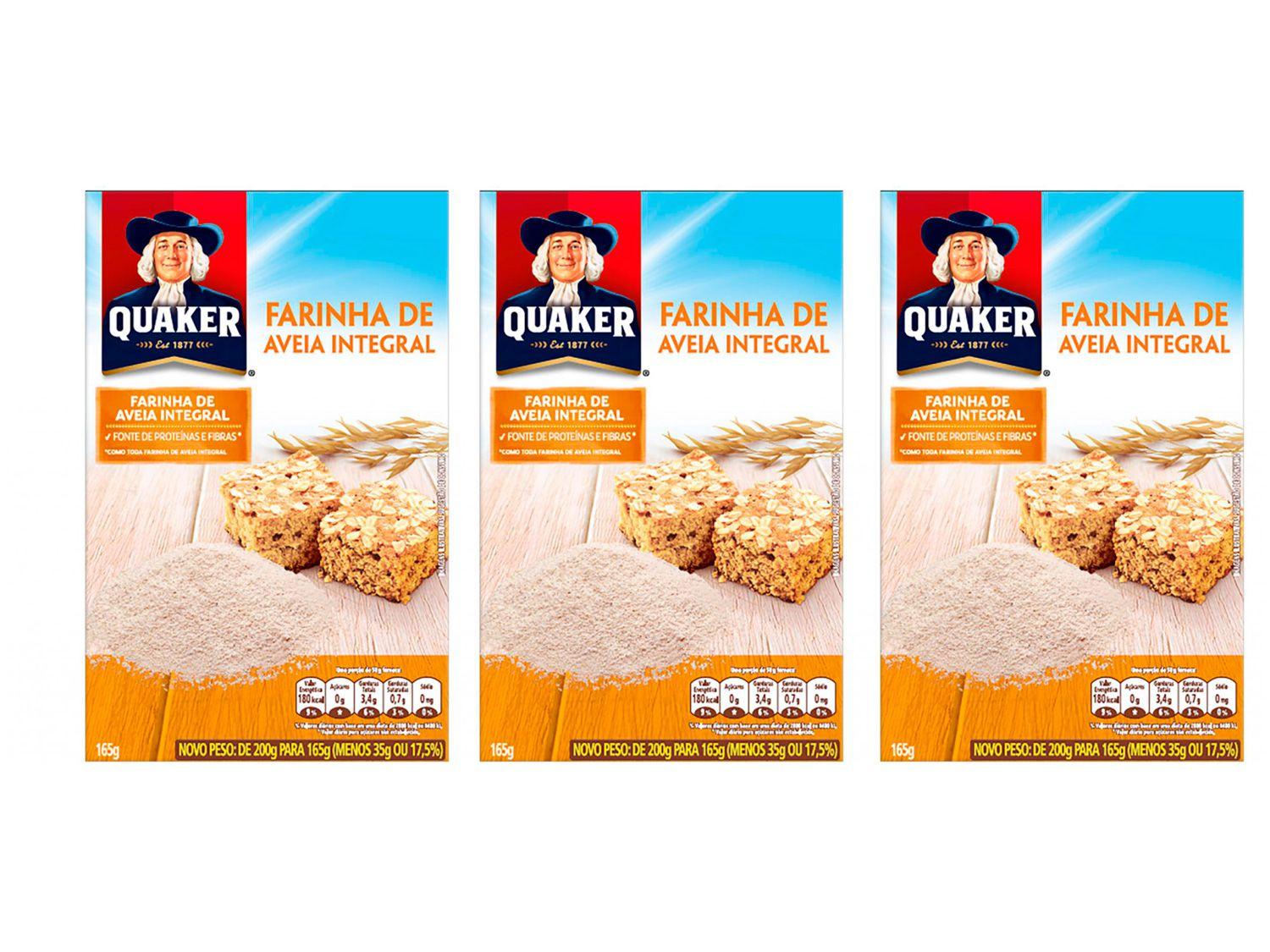 Kit Farinha de Aveia Integral Quaker 165g - 3 Unidades