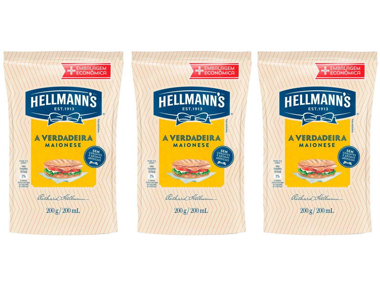 Kit Maionese Tradicional Hellmanns 200g - 3 Unidades