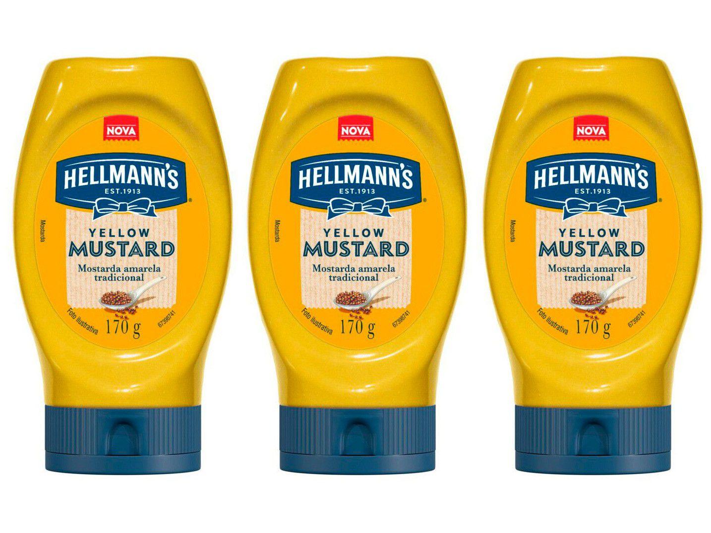Kit Mostarda Amarela Tradicional Hellmanns 170g - 3 Unidades