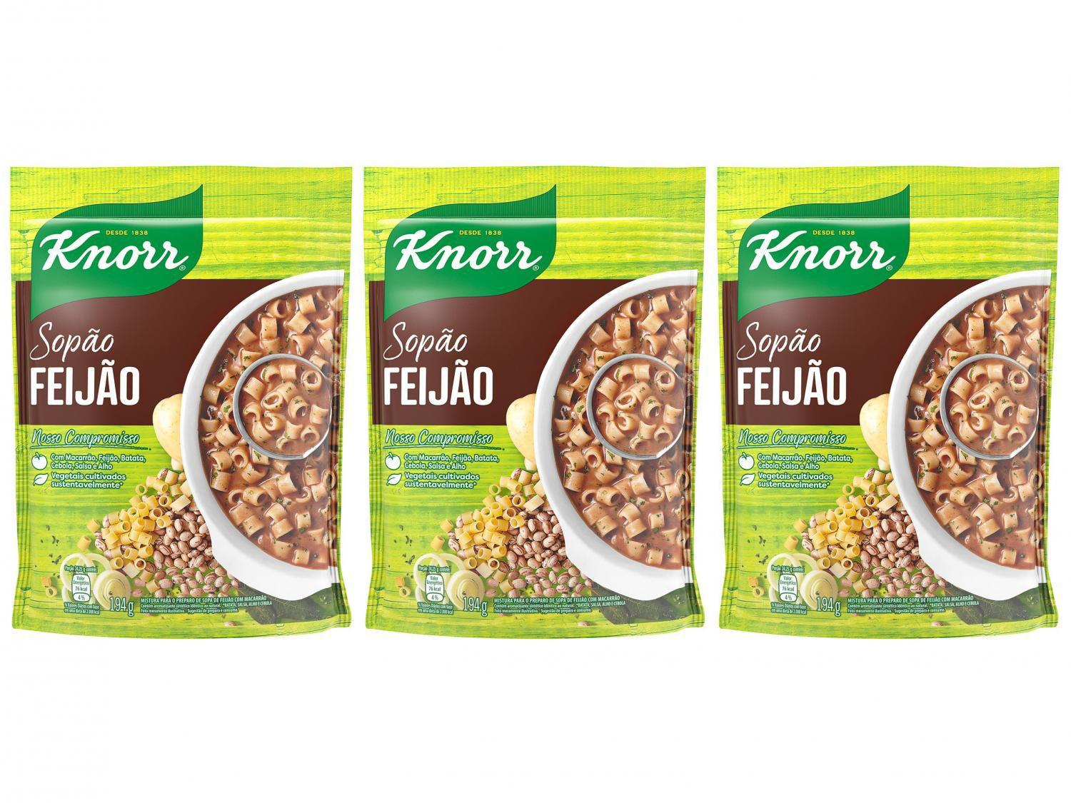 Kit Sopão Instantânea Feijão Knorr 194g - 3 Unidades