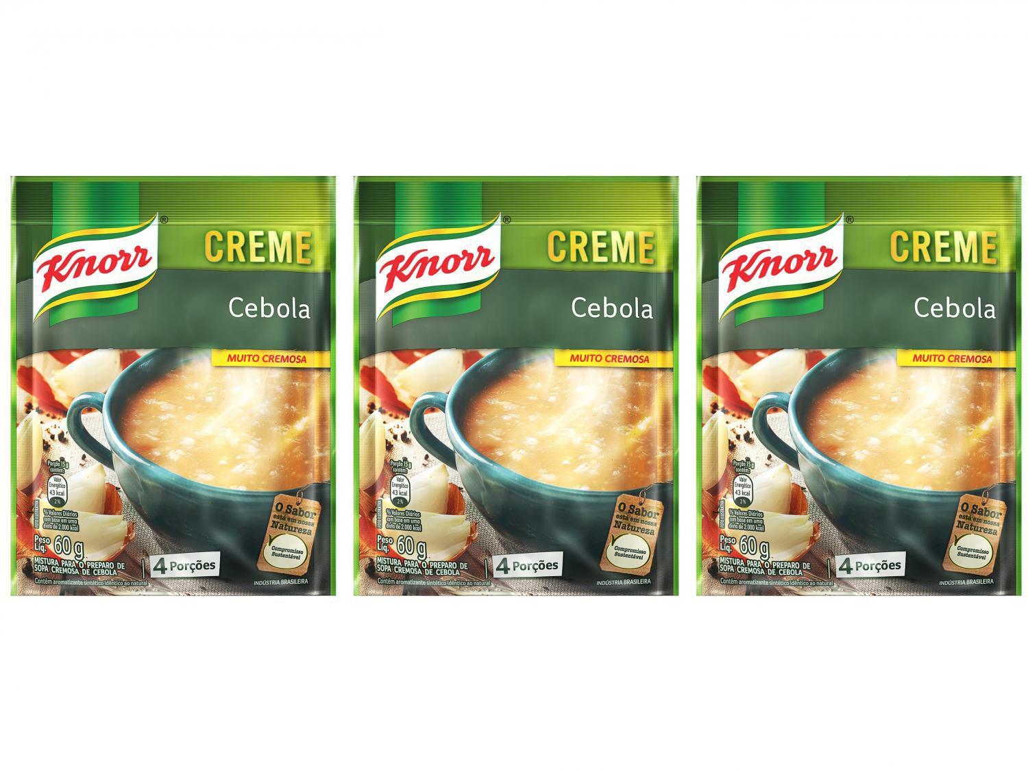 Kit Sopa Instantânea Creme de Cebola Knorr - 60g 3 Unidades