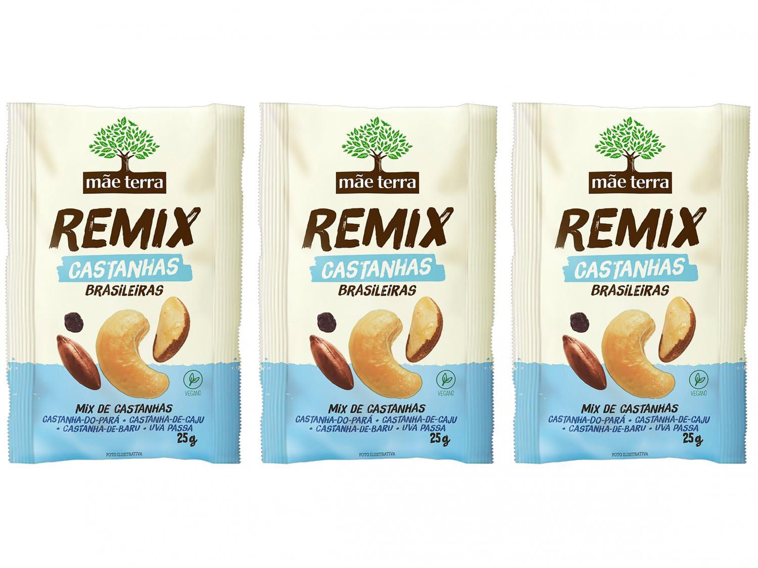Kit Mix de Castanhas Mãe Terra Remix Brasileiras - 3 Unidades 25g Cada