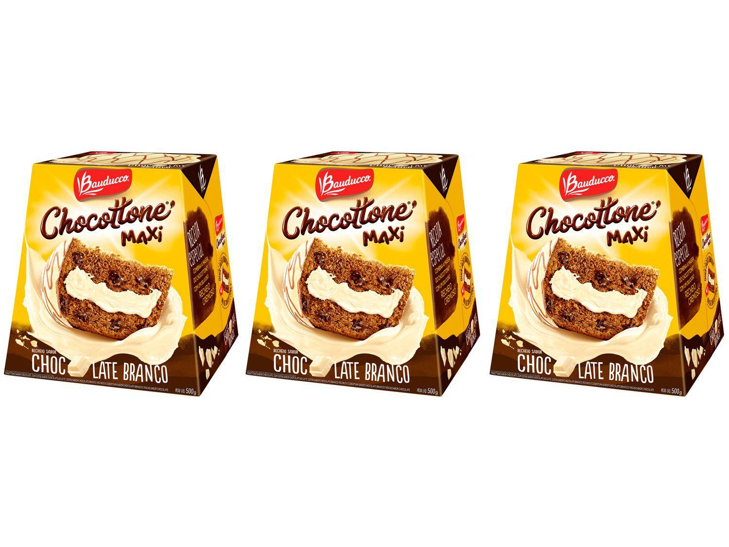 Kit Chocotone Chocolate Branco Bauducco Maxi 500g - 3 Unidades