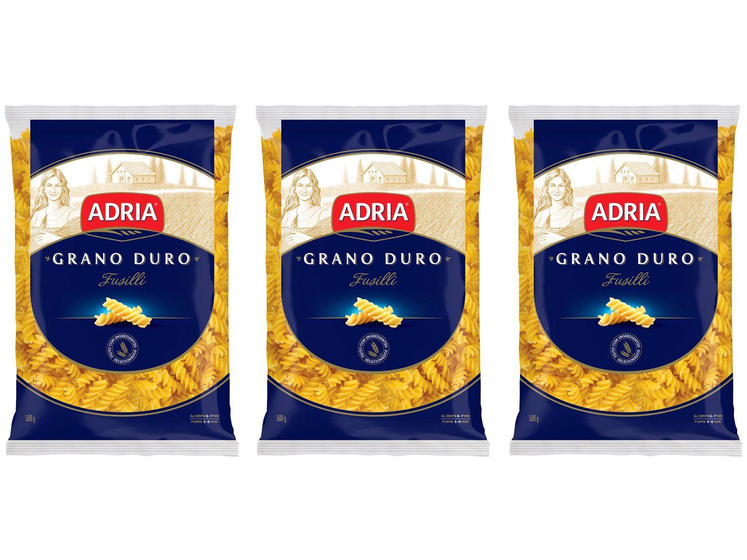 Kit Macarrão Fusilli de Sêmola Adria Seco - Grano Duro 3 Unidades 500g