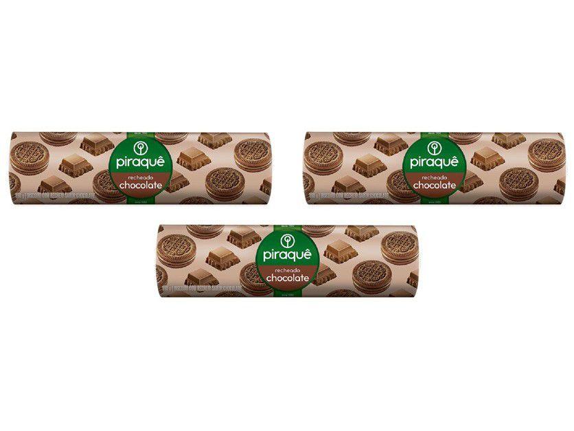 Kit Biscoito Recheado Chocolate Piraquê - 3 Unidades 160g Cada