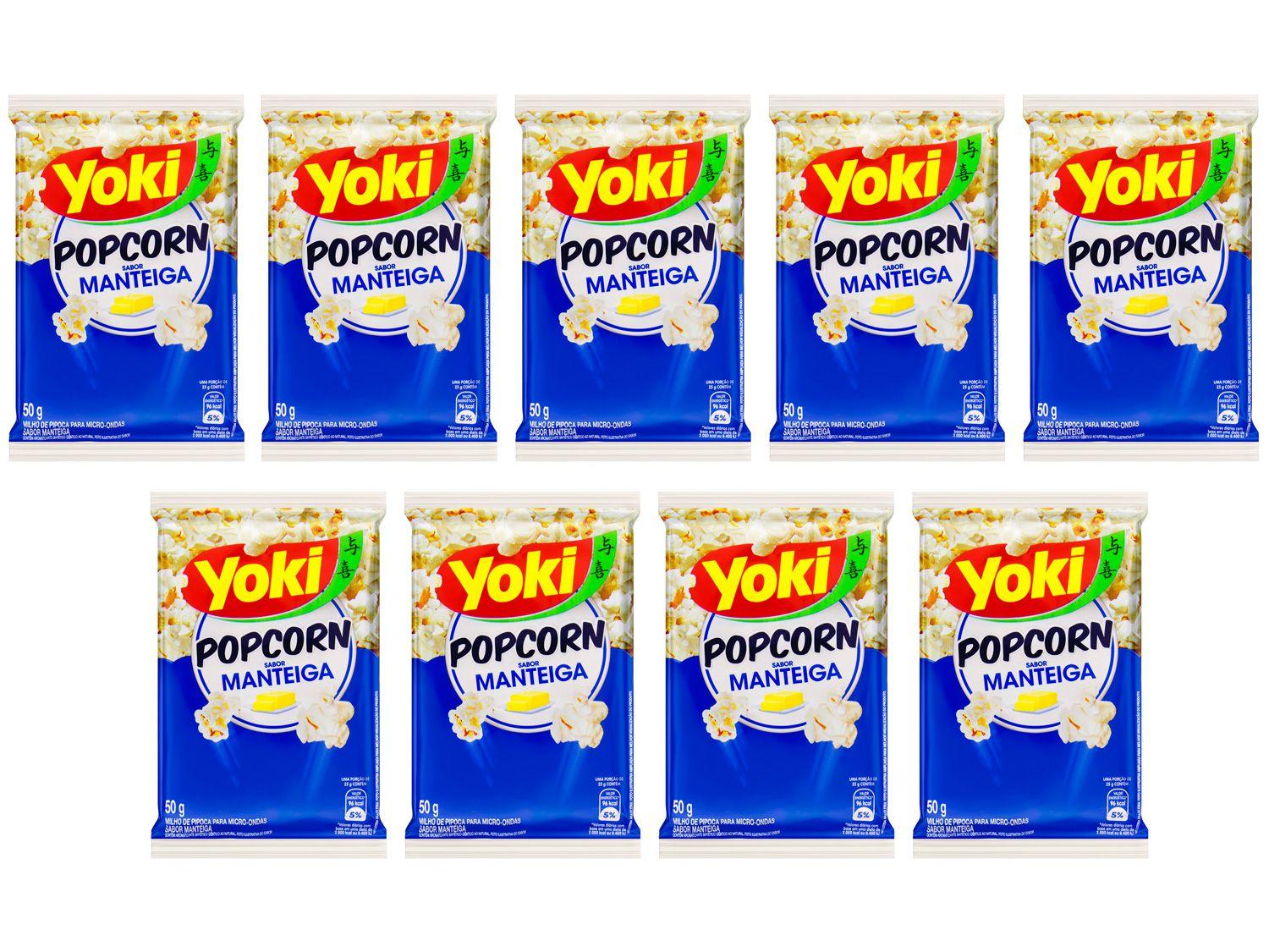 Kit Pipoca de Micro-ondas Yoki Manteiga - 50g 9 Unidades