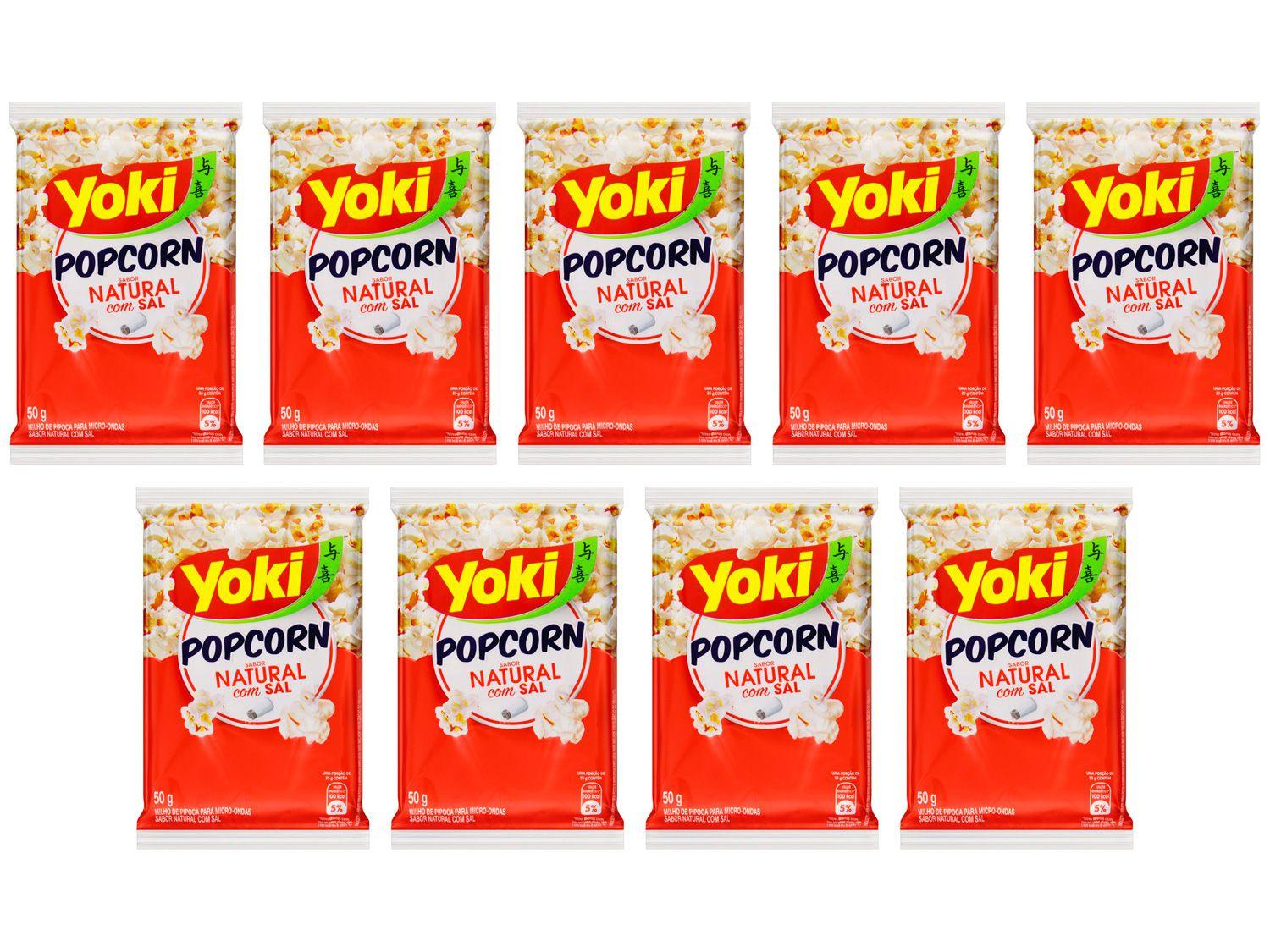 Kit Pipoca de Micro-ondas Yoki Natural com Sal - 50g 9 Unidades
