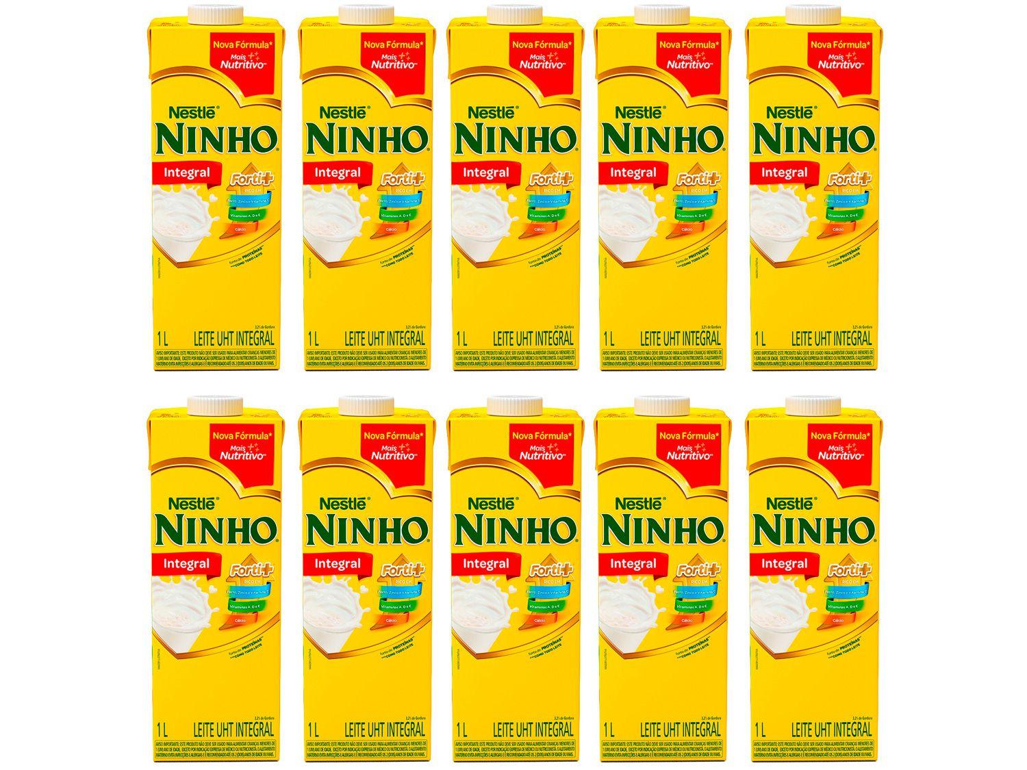 Kit Leite Integral UHT Ninho 1L 10 Unidades