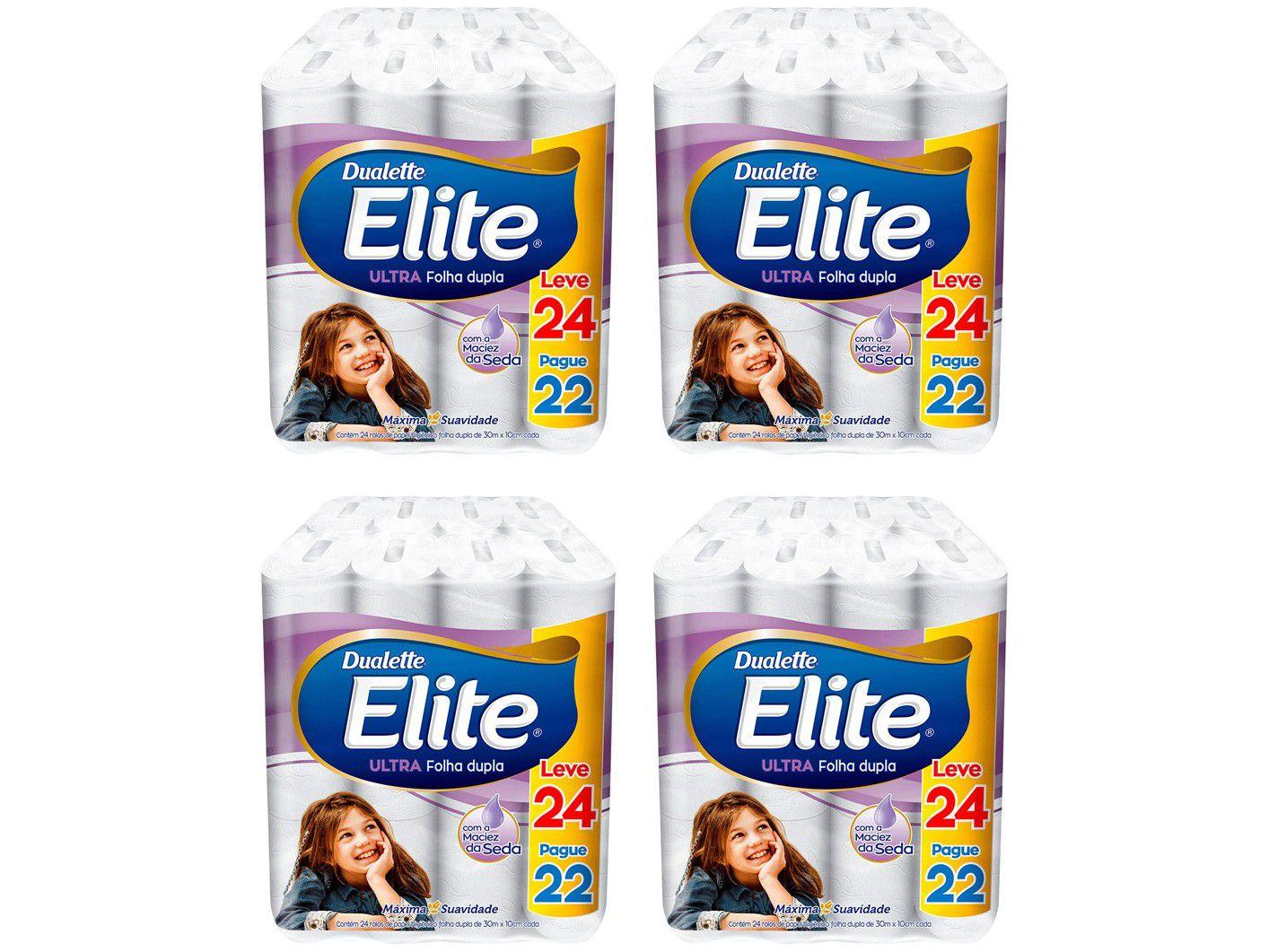 Kit Papel Higiênico Folha Dupla Elite Ultra - 4 Pacotes com 24 Unidades Cada