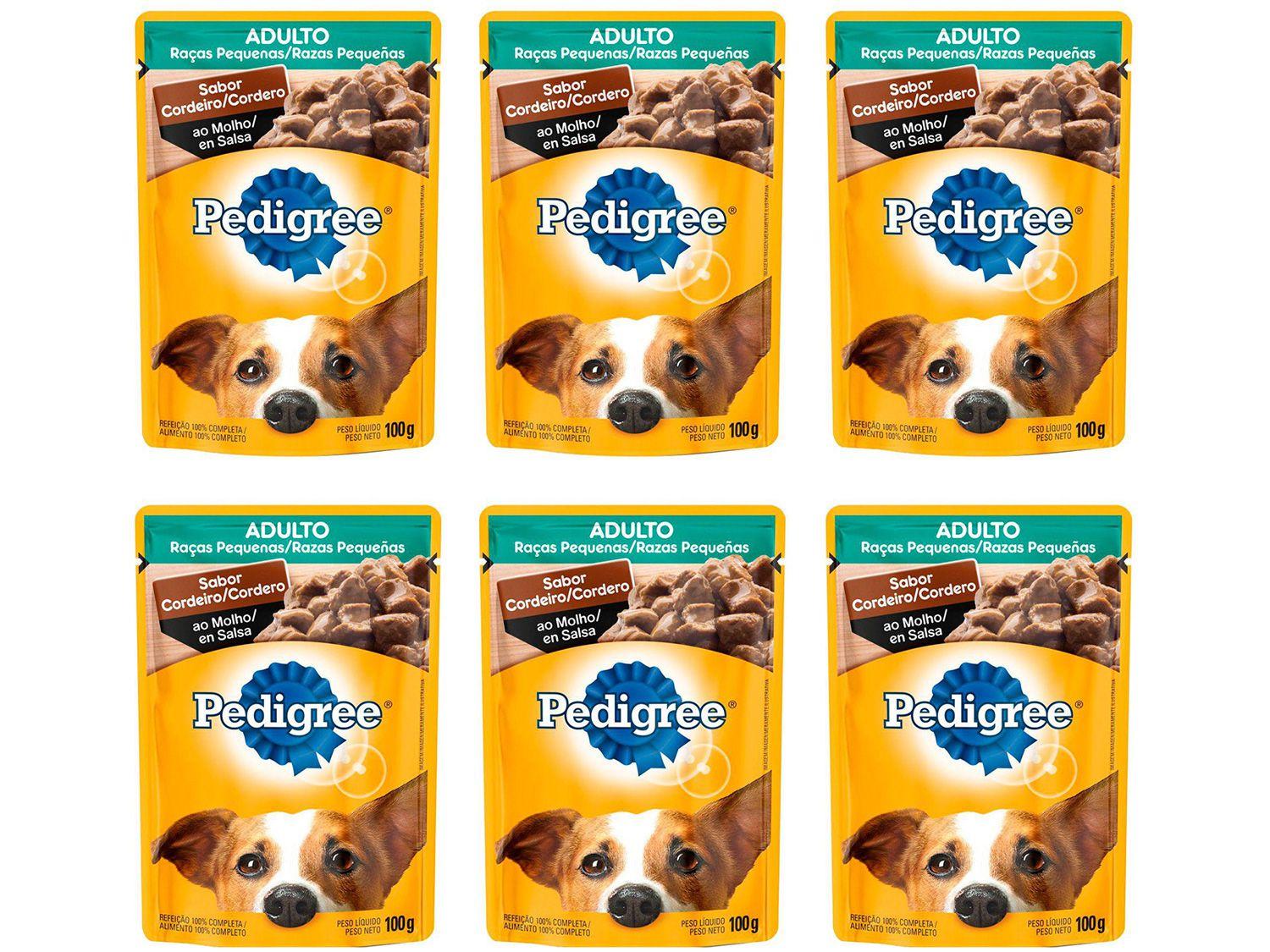 Kit Ração Úmida para Cachorro Adulto Sachê - Pedigree Cordeiro ao Molho 6 Unidades 100g Cada