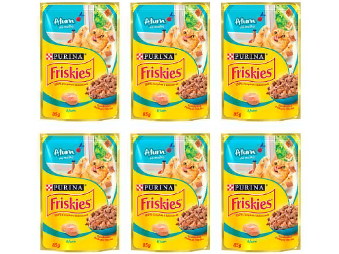 Kit Ração Úmida para Gato Adulto Sachê - Friskies Atum ao Molho 6 Unidades 85g Cada