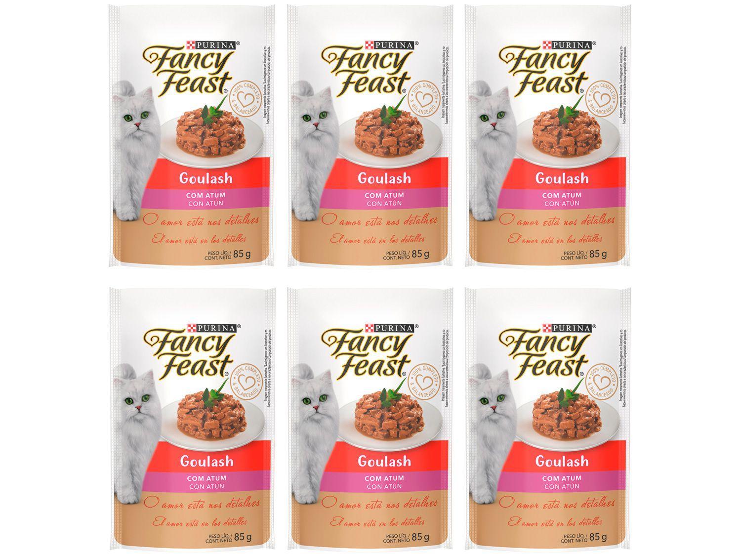 Kit Ração Úmida para Gato Adulto Sachê Fancy Feast - Goulash Atum 6 Unidades 85g Cada