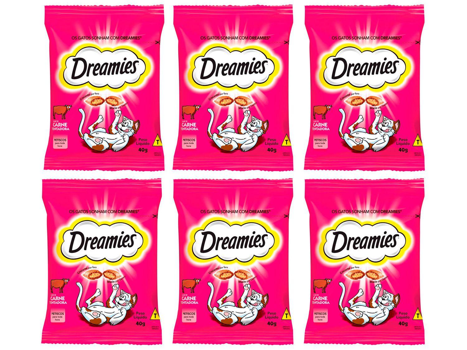 Kit Petisco para Gatos Adulto Dreamies - Carne Tentadora 6 Unidades 40g Cada