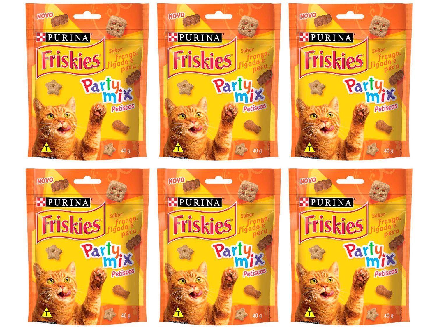 Kit Petisco para Gato Adulto Friskies Party Mix - Frango Fígado e Peru 6 Unidades 40g Cada