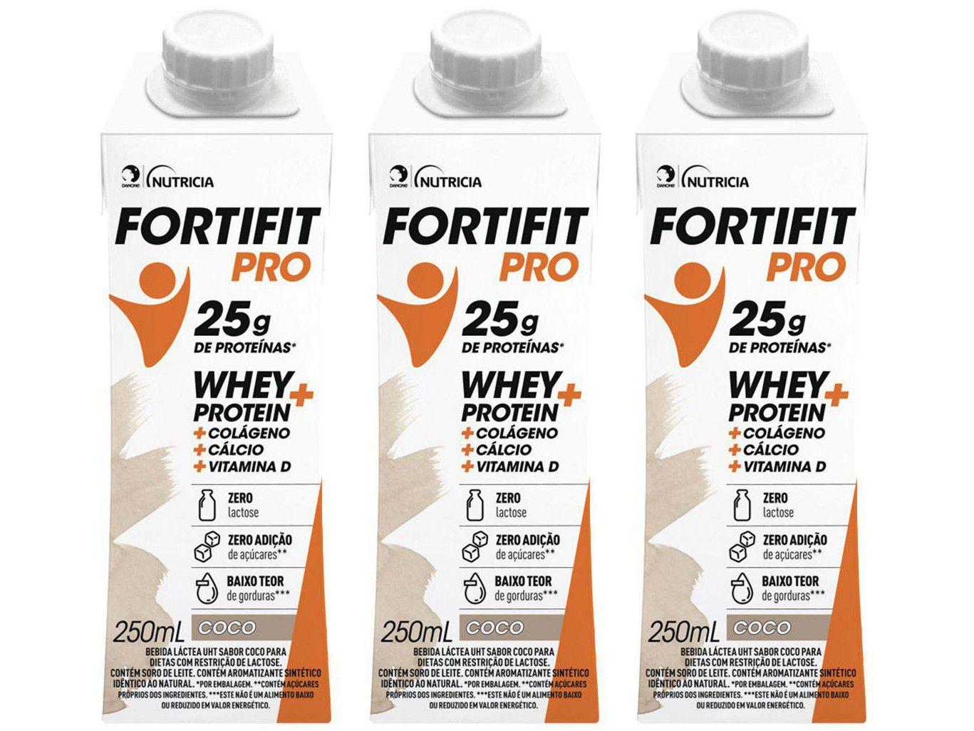 Kit Bebida Láctea Fortifit Pro Coco Zero Açúcar - 250ml 3 Unidades
