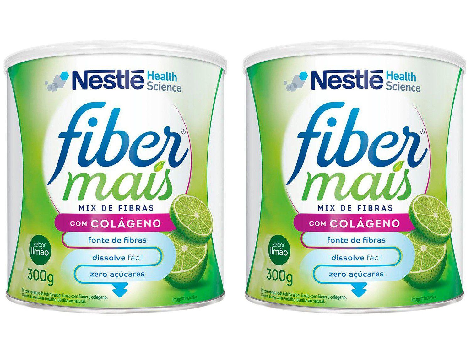 Kit Complemento Alimentar Adulto Fiber Mais Limão - com Colágeno sem Açúcar 300g 2 Unidades