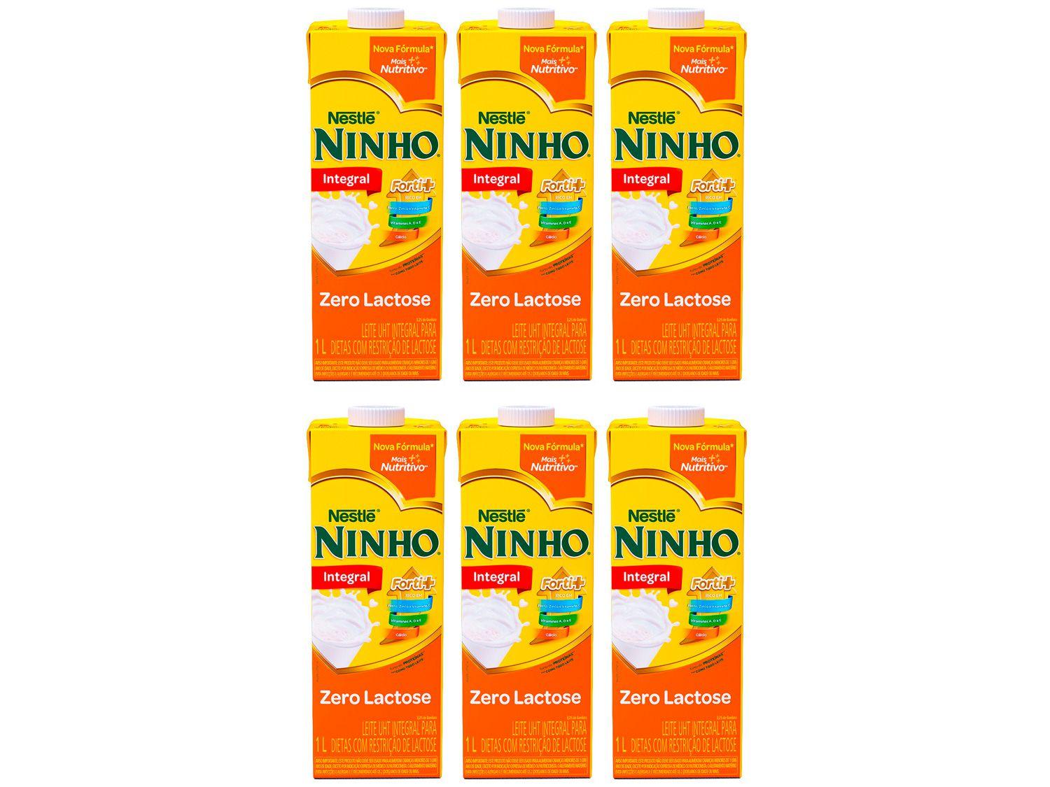 Kit Leite Integral Zero Lactose UHT Ninho 1L - 6 Unidades