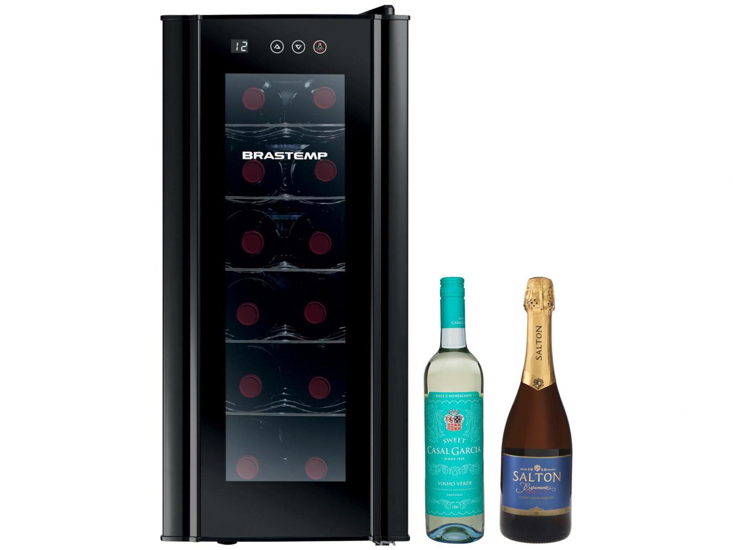 Adega Climatizada Brastemp 12 Garrafas com Vinho - Branco Casal Garcia e Espumante Salton Brut