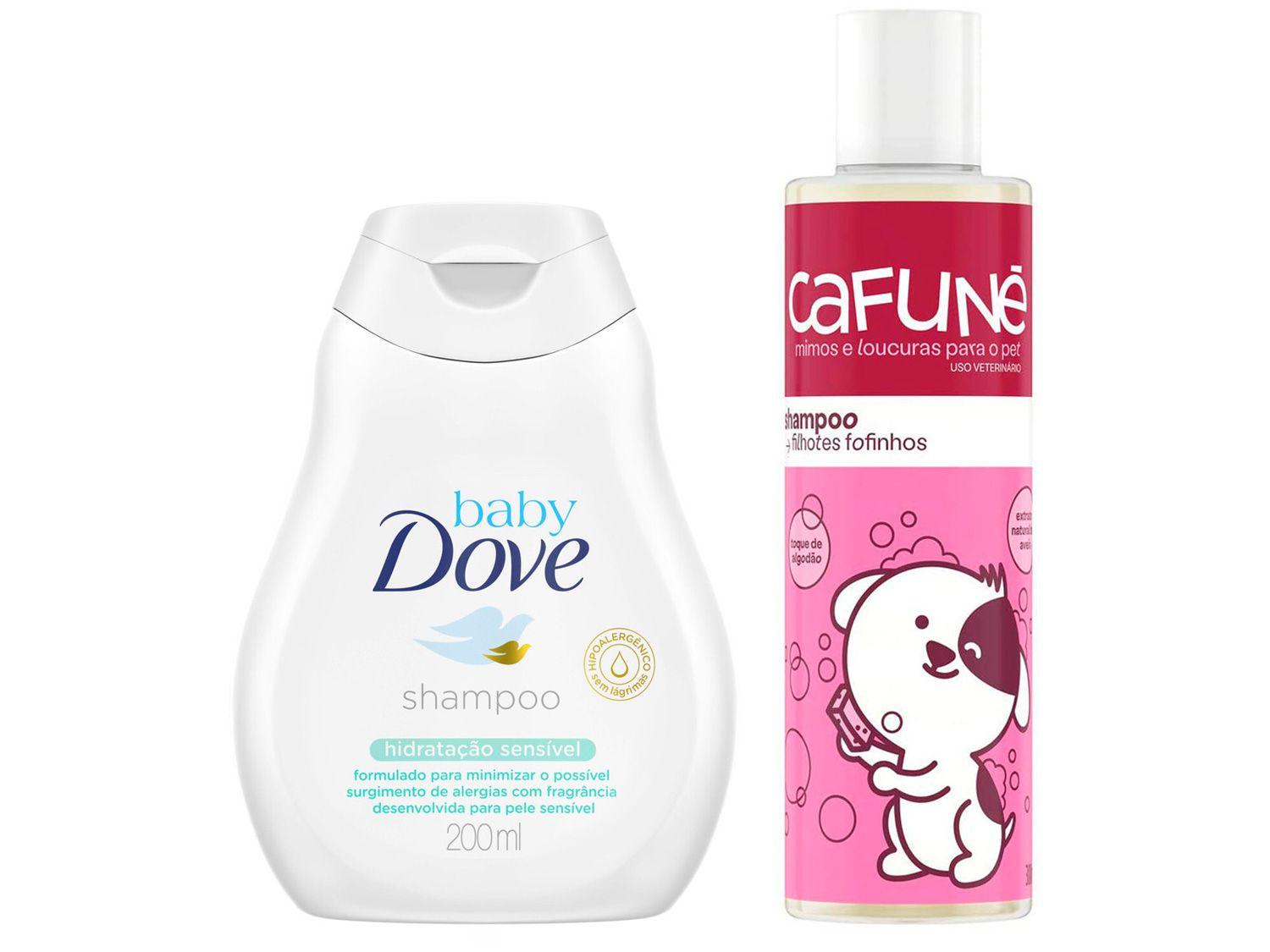 Kit Shampoo Infantil Dove Baby Hidratação Sensível - 200ml + Shampoo para Cachorro e Gato Filhote 300ml
