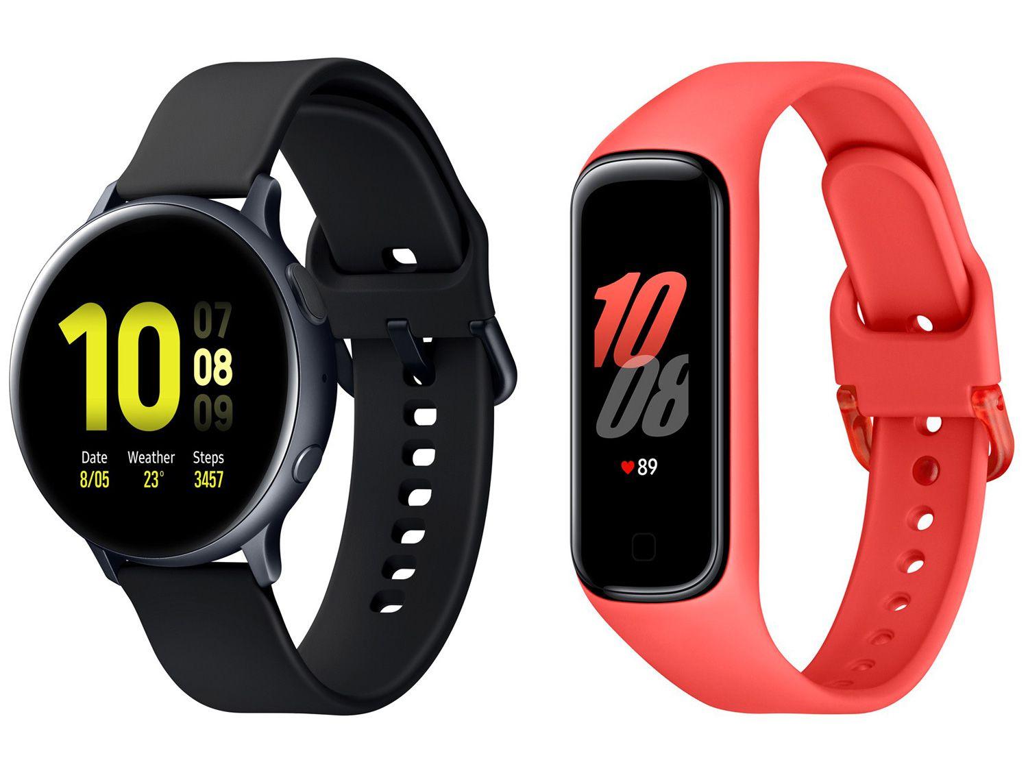 Smartwatch Samsung Galaxy Watch Active2 Preto - 44mm 4GB + Smartband Galaxy Fit2 Vermelho