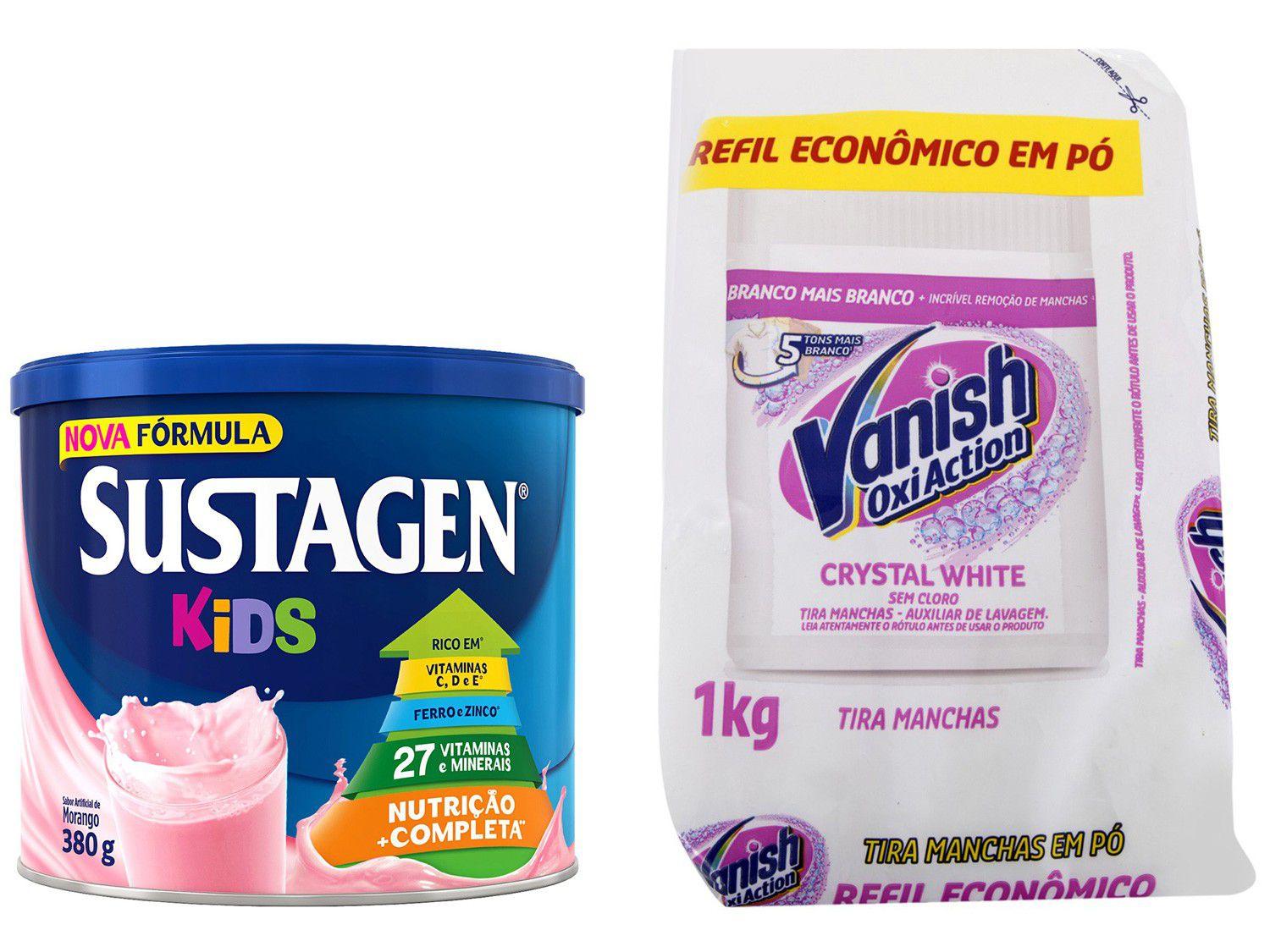 Kit Complemento Alimentar Infantil Sustagen Kids - Morango 380g + Tira Manchas Vanish Oxi Action 1kg