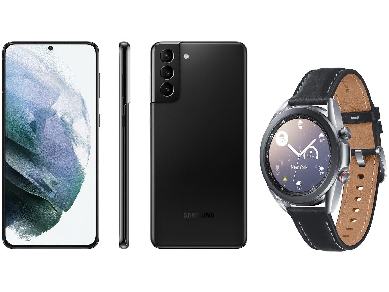 Smartphone Samsung Galaxy S21+ 256GB Preto 5G 8GB RAM + Smartwatch