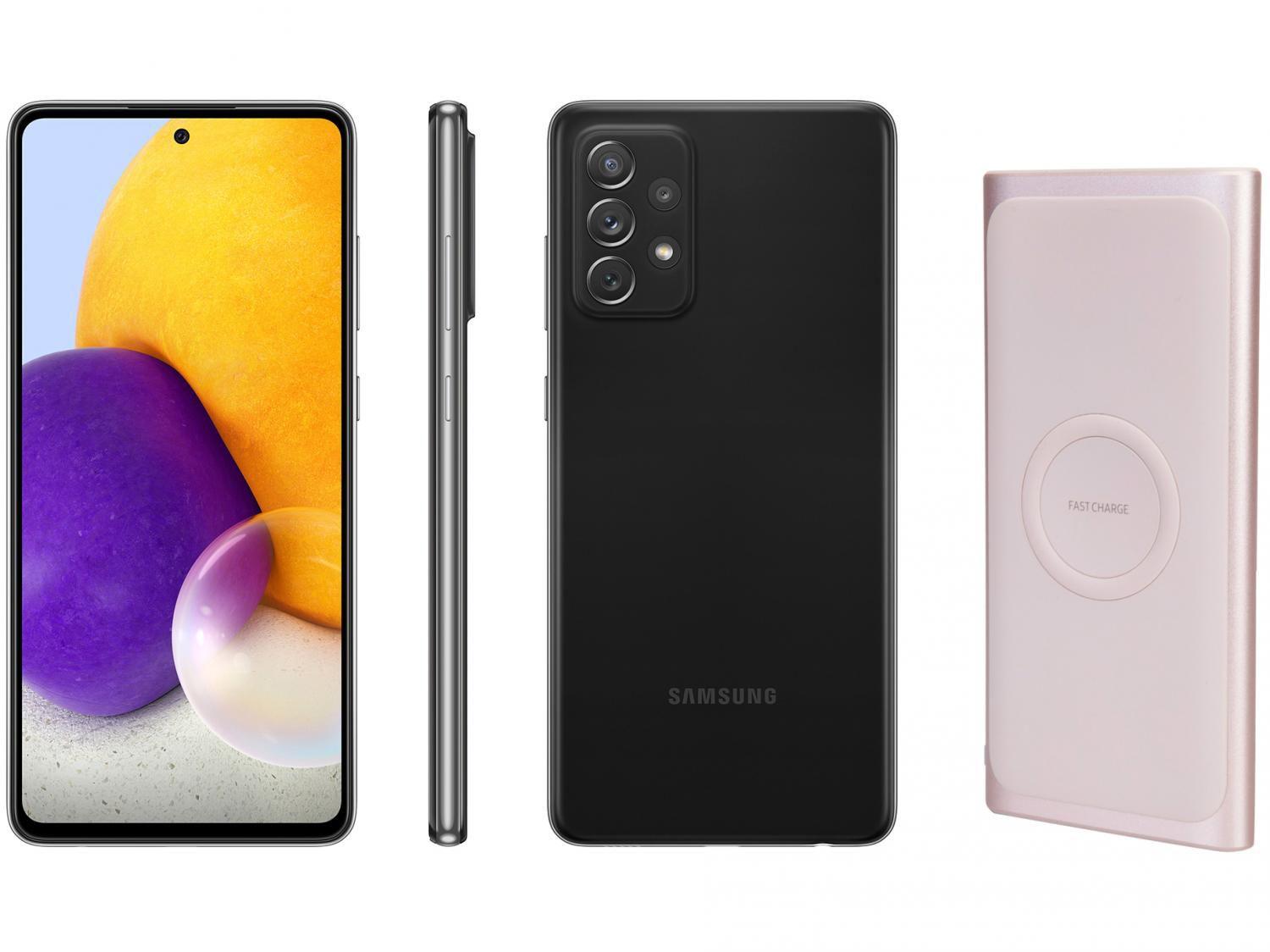 Smartphone Samsung Galaxy A72 128GB Preto 4G - 6GB RAM + Carregador Portátil sem Fio 10000mAh