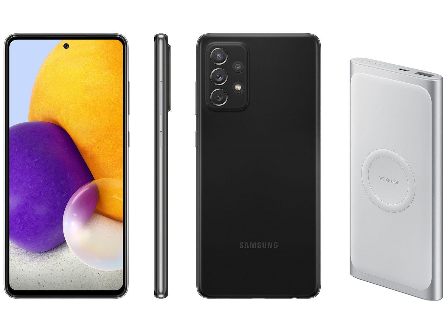 Smartphone Samsung Galaxy A72 128GB Preto 4G - 6GB RAM + Carregador Portátil 10000mAh