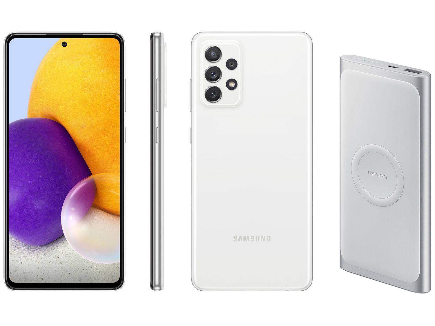 Smartphone Samsung Galaxy A72 128GB Branco 4G - 6GB RAM + Carregador Portátil 10000mAh