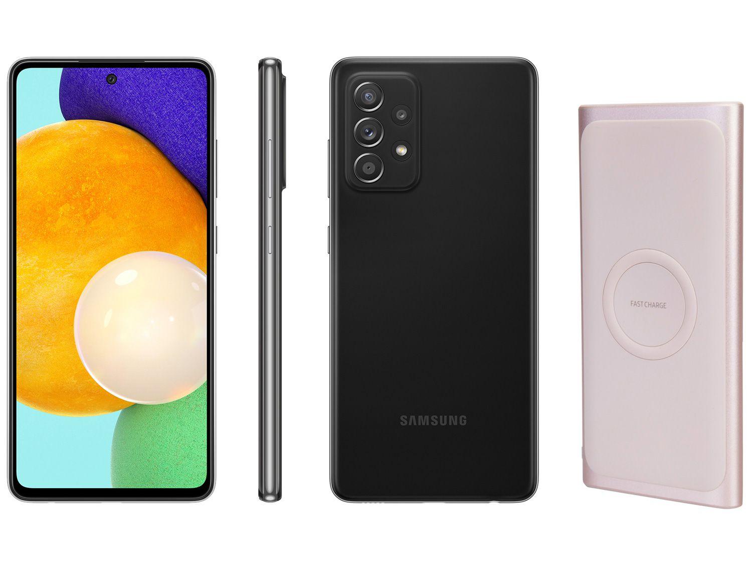 Smartphone Samsung Galaxy A52 128GB Preto 4G - 6GB RAM + Carregador Portátil sem Fio 10000mAh
