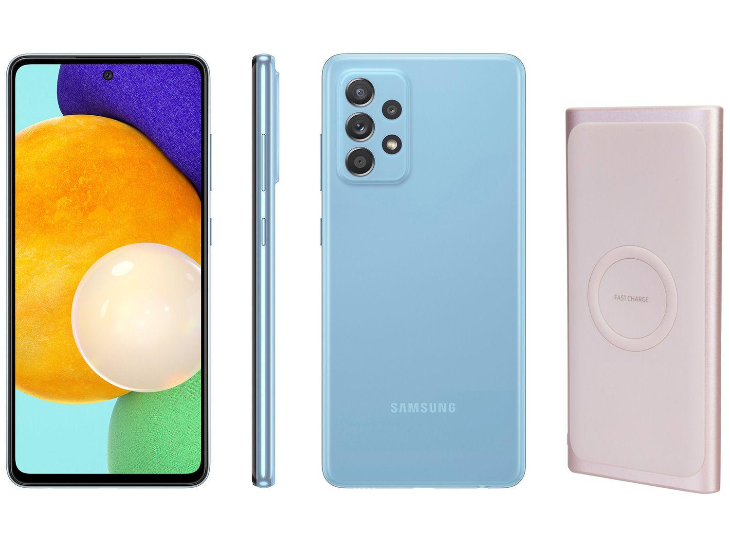 Smartphone Samsung Galaxy A52 128GB Azul 4G - 6GB RAM + Carregador Portátil sem Fio 10000mAh