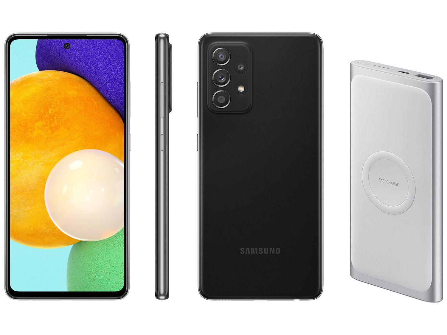Smartphone Samsung Galaxy A52 128GB Preto 4G - 6GB RAM + Carregador Portátil 10000mAh
