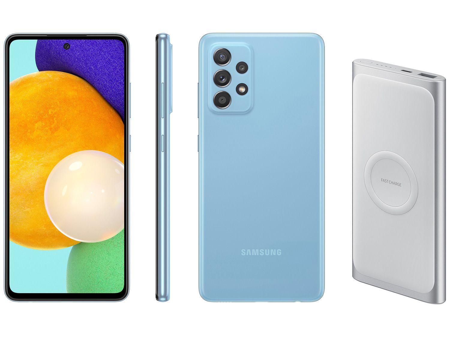 Smartphone Samsung Galaxy A52 128GB Azul 4G - 6GB RAM + Carregador Portátil 10000mAh