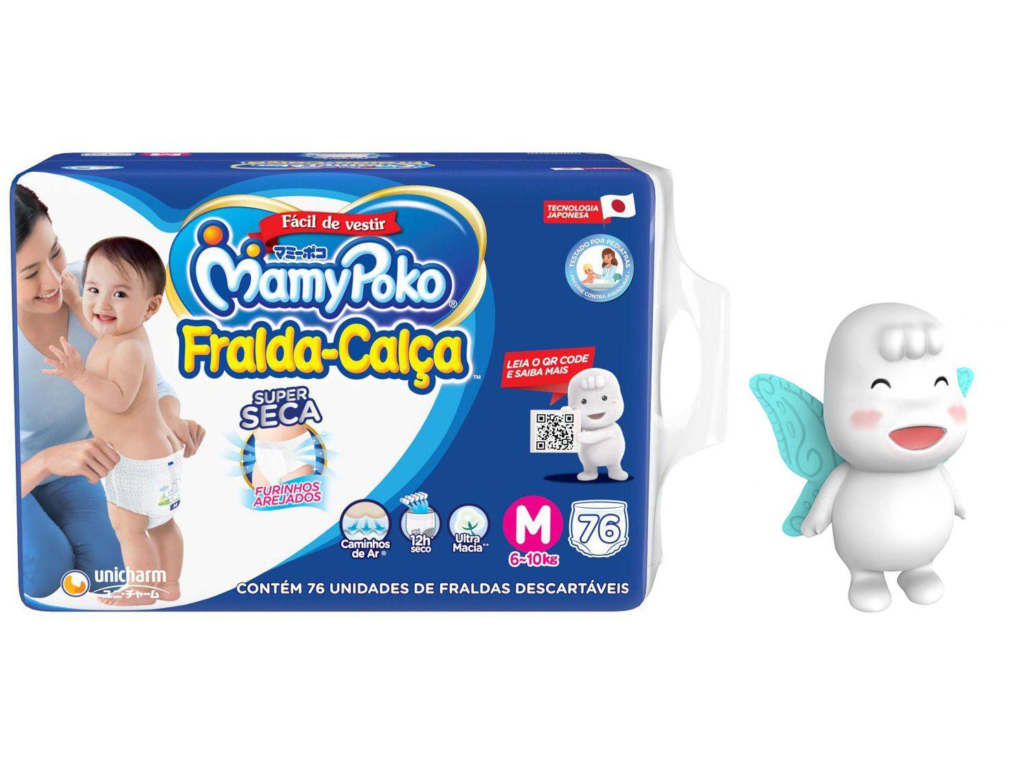 Fralda MamyPoko Super Calça Tam. M 6 a 10kg - 76 Unidades + Boneco Conto de Fadas Poko-Chan