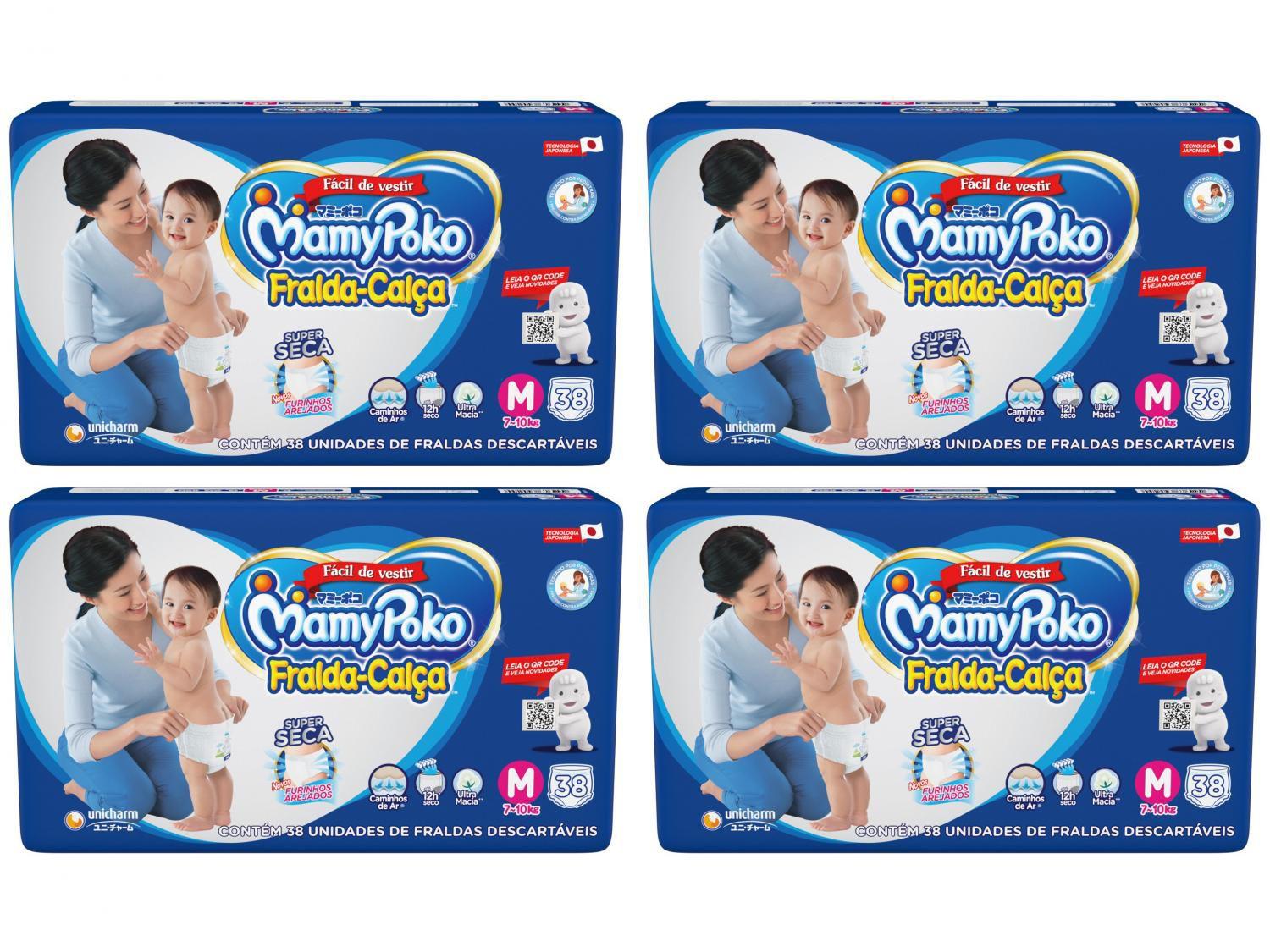 Kit Fraldas MamyPoko Jumbo Calça Tam. M - 7 a 10kg 4 Pacotes com 38 Unidades Cada