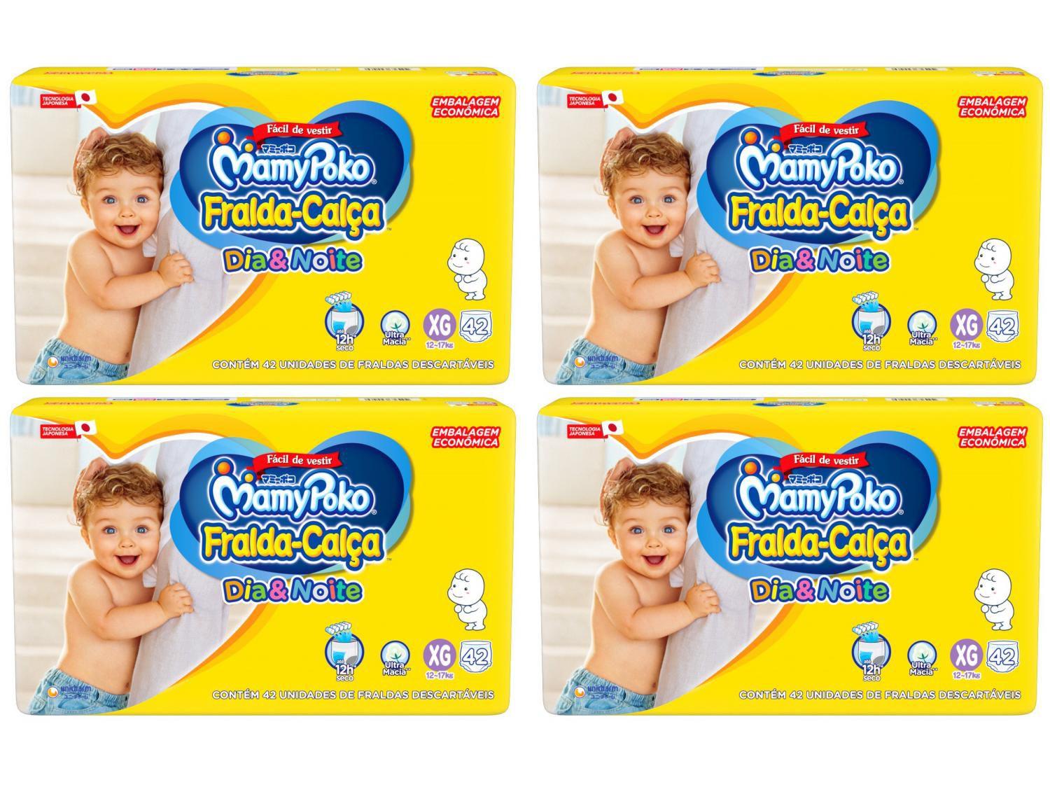 Kit Fraldas MamyPoko Dia&Noite Hiper Calça Tam. XG - 12 a 17kg 4 Pacotes com 42 Unidades Cada
