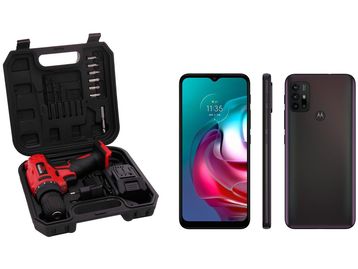 Smartphone Motorola Moto G30 128GB Dark Prism 4G - 4GB RAM + Furadeira e Parafusadeira Mondial