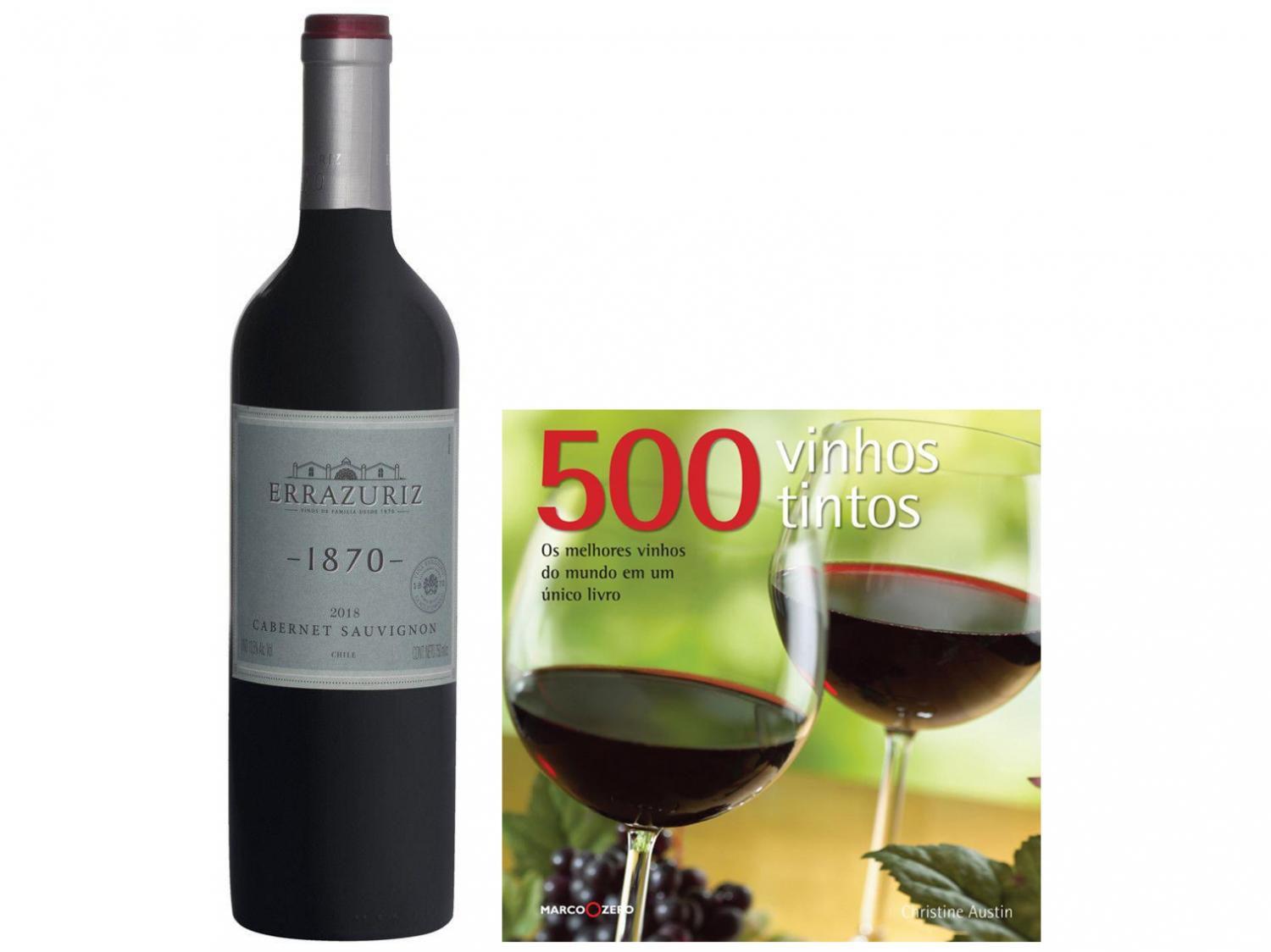 Kit Livro 500 Vinhos Tintos + Vinho Tinto Seco - Errazuriz 1870 Cabernet Sauvignon 750ml