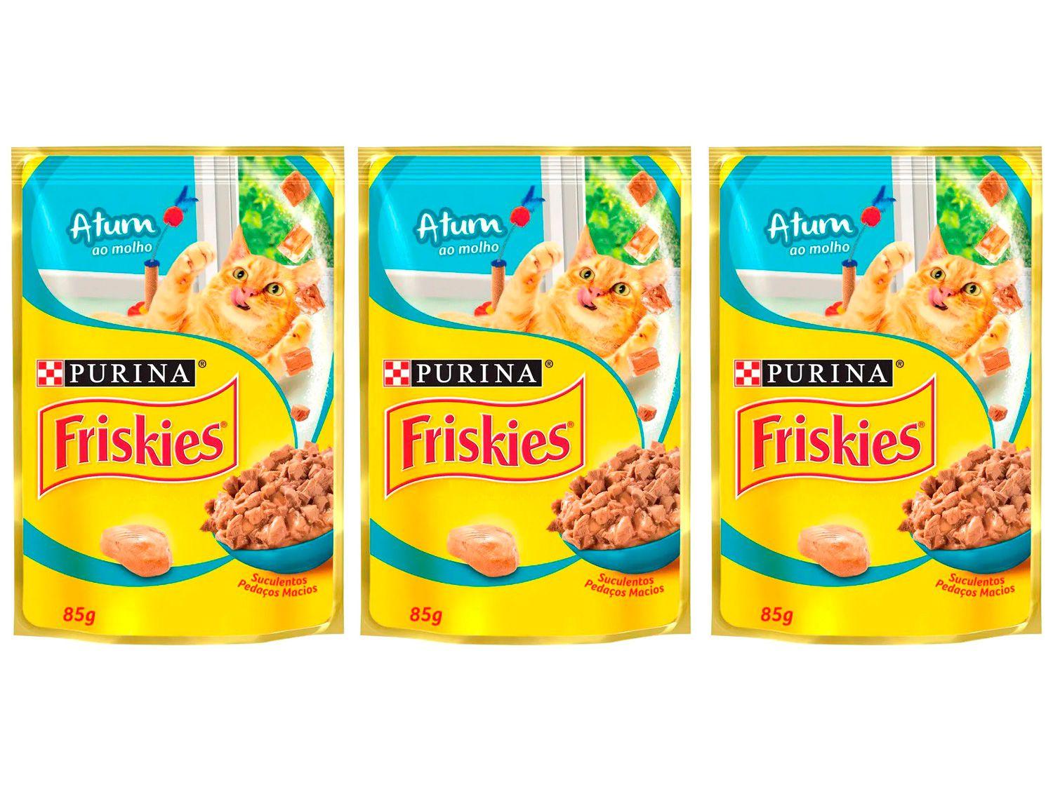 Kit 3 Unidades Ração Úmida para Gato Adulto Sachê - Friskies Atum ao Molho 85g Cada