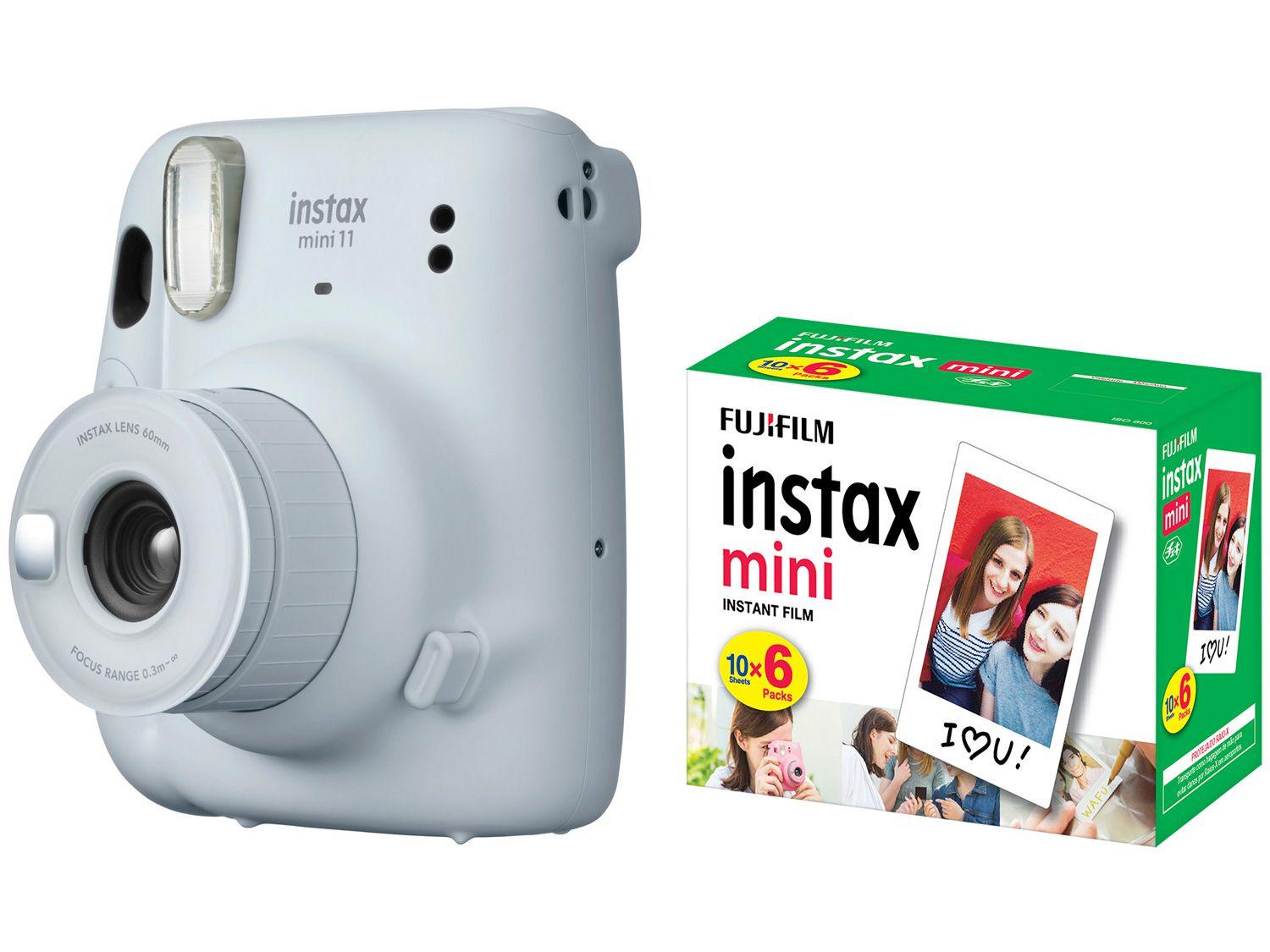Instax Mini 11 Fujifilm Branco Flash - Automático + Filme Instantâneo Fujifilm 60 Poses